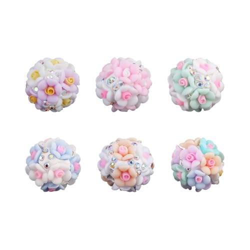 GSHLLO 6 Stück große Strass-Perlen, Diamantblume, Tonperlen, Glitzer, Blume, Abstandshalter, glitzernde Kugelperlen, niedliche bunte Kristallperlen, Stifte, Zubehör für Halsketten, Ohrringe GSHLLO 6 Stück große Strass-Perlen, Diamantblume, Tonperlen, Glitzer, Blume, Abstandshalter, glitzernde Kugelperlen, niedliche bunte Kristallperlen, Stifte, Zubehör für Halsketten, Ohrringe von GSHLLO