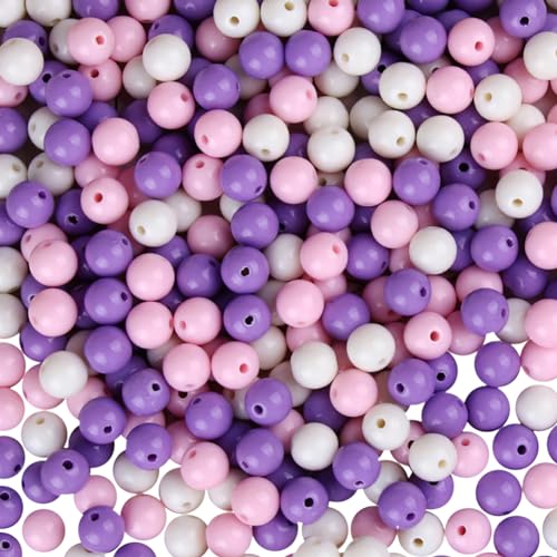 GSHLLO Acrylperlen, 6 mm, gemischte Farben, Kaugummi-Perlen, Pastell-Kunststoffperlen, Bonbonfarben, lose Perlen, runde Schmuckherstellung, Perlen für Armbänder, Halsketten, Lila, 400 Stück GSHLLO Acrylperlen, 6 mm, gemischte Farben, Kaugummi-Perlen, Pastell-Kunststoffperlen, Bonbonfarben, lose Perlen, runde Schmuckherstellung, Perlen für Armbänder, Halsketten, Lila, 400 Stück von GSHLLO