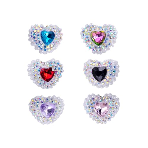 GSHLLO Glitzer-Perlen in Herzform, Herzform, Kristall-Perlen, klobige Schlüsselanhängerperlen, ausgefallene Diamantperlen, Armbandherstellung, Brennperlen für Halsketten, 6 Stück GSHLLO Glitzer-Perlen in Herzform, Herzform, Kristall-Perlen, klobige Schlüsselanhängerperlen, ausgefallene Diamantperlen, Armbandherstellung, Brennperlen für Halsketten, 6 Stück von GSHLLO