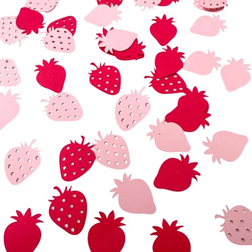 GSHLLO Tischkonfetti für Babypartys, Rosa, Rot, Erdbeere, Konfetti, Hochzeit, Party, Streukonfetti, Obst-Konfetti, Dekorationen, 200 Stück von GSHLLO