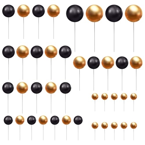 GSHLLO Tortenaufsätze "Happy Birthday", 66 Stück, Schwarz und Gold, kleine Ballon-Cupcake-Aufsätze, runde Party-Kuchenaufsätze, Schaumstoff-Kuchenaufsätze, Abschluss-Kuchenaufsätze GSHLLO Tortenaufsätze "Happy Birthday", 66 Stück, Schwarz und Gold, kleine Ballon-Cupcake-Aufsätze, runde Party-Kuchenaufsätze, Schaumstoff-Kuchenaufsätze, Abschluss-Kuchenaufsätze von GSHLLO