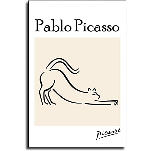GSHRED Pablo Picasso Katze Poster Leinwand Wandkunst Abstrakte Linie Zeichnung Kunstwerk Drucke Bild für Wohnzimmer ungerahmt 40 × 60 cm von GSHRED