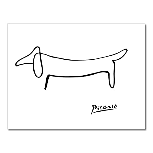 GSHRED Picasso Abstrakte Malerei One Stroke Nordic Poster Wandkunst Leinwand Hund Poster Schwarz und Weiß Wandbilder Wohnzimmer Dekor ungerahmt 40 × 60 cm von GSHRED