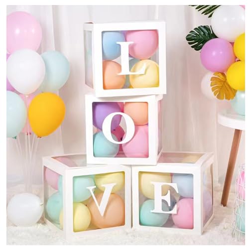 Ballonboxen mit Liebesbuchstaben, Partyboxen, Dekorationsset, 30 cm Ballonboxen für Hochzeit, Partyzubehör, 4 Stück Ballonboxen mit Liebesbuchstaben, Partyboxen, Dekorationsset, 30 cm Ballonboxen für Hochzeit, Partyzubehör, 4 Stück von GSHUR