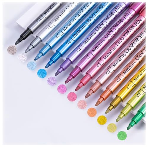 GSHUR 12 Farben Metallic Marker Stift Set für DIY Fotoalben,Glas, Papier,Keramik,Steine, Holz Deko, Metalicstifte Goldstift zum Weihnachten Halloween Oster Basteln GSHUR 12 Farben Metallic Marker Stift Set für DIY Fotoalben,Glas, Papier,Keramik,Steine, Holz Deko, Metalicstifte Goldstift zum Weihnachten Halloween Oster Basteln von GSHUR
