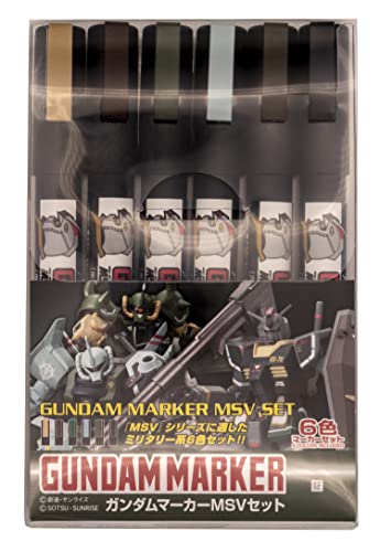 MR.HOBBY\ミスターホビー GMS127 Gundam Marker MSV Set, Paint Type, Filzstifte, Zum Bemalen von Gunpla, 6 Farben, 6er Set, Meißel MR.HOBBY\ミスターホビー GMS127 Gundam Marker MSV Set, Paint Type, Filzstifte, Zum Bemalen von Gunpla, 6 Farben, 6er Set, Meißel von GSI Creos