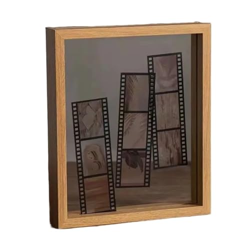 Fotorahmen aus Holz Klassischer, doppelseitiger, transparenter Bilderrahmen aus Massivholz, for Einrahmen von Fotos, Exemplaren, Zertifikaten, Gemälden, Postern(Wood grain color,Fit8.9x12.7cmphoto) von GSJNHY