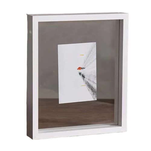 GSJNHY Fotorahmen aus Holz Klassischer, doppelseitiger, transparenter Bilderrahmen aus Massivholz, for Einrahmen von Fotos, Exemplaren, Zertifikaten, Gemälden, Postern(White,Fit20.3x25.3photo) von GSJNHY