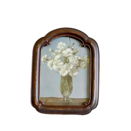 GSJNHY Fotorahmen aus Holz Klassischer Bilderrahmen aus tiefem Holz, nostalgischer Wand-Bilderrahmen, Relief-Harzglasrahmen, Retro-Stil(6 inch) von GSJNHY