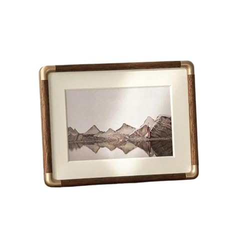 GSJNHY Fotorahmen aus Holz Massivholz-Bilderrahmen, Retro-Textur, Fotorahmen, Tischplatte, Holz, Kunsthandwerk, klassisch, kreativ, Kupfer, praktische, Moderne Dekoration(Black Walnut,8 inch) von GSJNHY