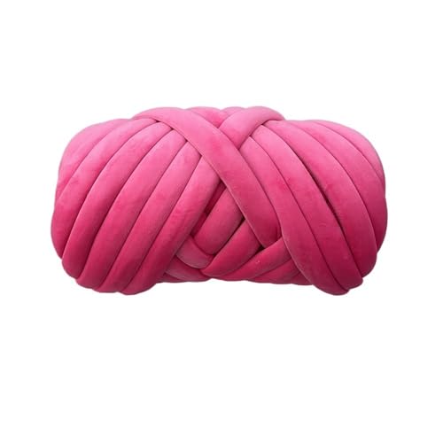Sperrige Armstricken Wolle 1 kg Samt, dick, super sperrig, 3 cm, klobiges Garn, Handstricken, gewebter Faden, Korb, Teppiche, Riesengarn, DIY-Arm, handgestrickte Decke (Color : Rose red V) von GSJNHY