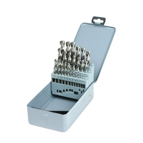GSR Spiralbohrer Set, 25-teilig, Stahlbohrer Satz nach DIN 338, HSS-G Metallbohrer Set 1-13mm, Geschliffen, Zubehör für Bohrmaschinen, Inklusive Metallbox mit Eurolochung GSR Spiralbohrer Set, 25-teilig, Stahlbohrer Satz nach DIN 338, HSS-G Metallbohrer Set 1-13mm, Geschliffen, Zubehör für Bohrmaschinen, Inklusive Metallbox mit Eurolochung von GSR