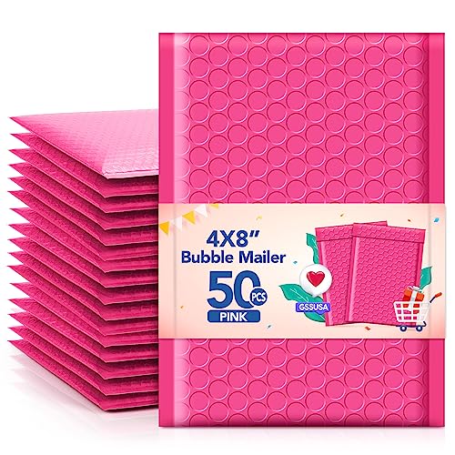 GSSUSA Luftpolster-Versandtaschen, 10,2 x 20,3 cm, 50 Stück, gepolsterte Poly-Versandtaschen, Verpackung für Kleinunternehmen, Versandtaschen, Verpackungstaschen, Umschläge, Versandmaterialien von GSSUSA