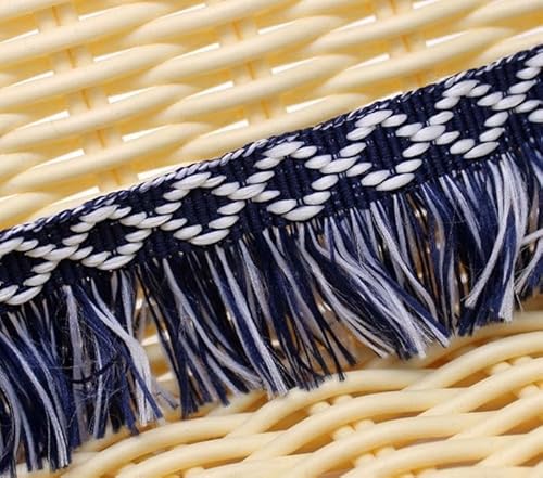 1 Stück, 15 Yards, elegante Spitzenborte mit Perlenquaste – hochwertiges Polyester-Nähstoffband for Sofa, Tischdekoration, Vorhänge(Navy blue B) von GSUNLEO