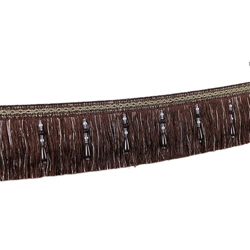 1 Stück 1 Meter Perlenquastenborte – Elegante Fransen aus Polyester for Hochzeiten, Polstermöbel und Heimdekoration(Dark Brown) von GSUNLEO
