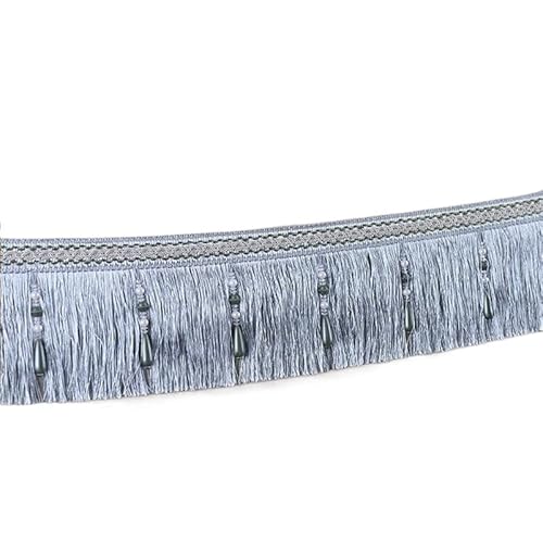 1 Stück 1 Meter Perlenquastenborte – Elegante Fransen aus Polyester for Hochzeiten, Polstermöbel und Heimdekoration(Grijs) von GSUNLEO
