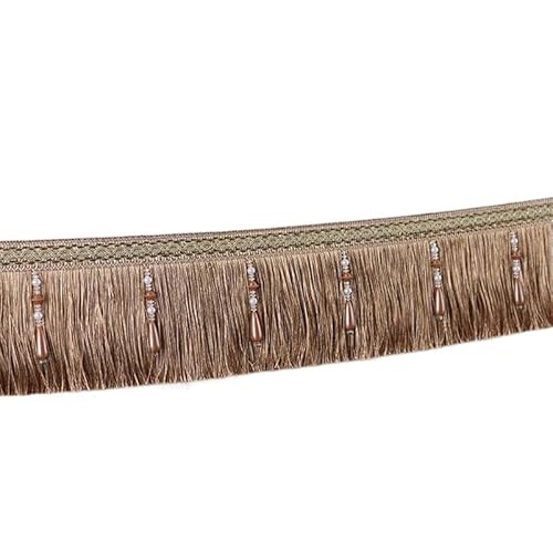 1 Stück 1 Meter Perlenquastenborte – Elegante Fransen aus Polyester for Hochzeiten, Polstermöbel und Heimdekoration(Khaki) von GSUNLEO