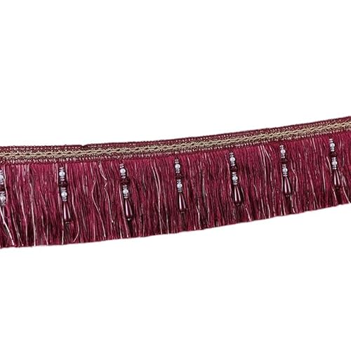 1 Stück 1 Meter Perlenquastenborte – Elegante Fransen aus Polyester for Hochzeiten, Polstermöbel und Heimdekoration(Purple Red) von GSUNLEO