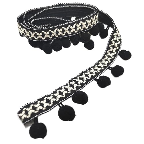 1 Stück 1 m langes Perlen-Ball-Fransenband for Heimwerkerarbeiten, Vorhänge, Lampenschirme, Kleidersäcke, Nähzubehör.(Black) von GSUNLEO