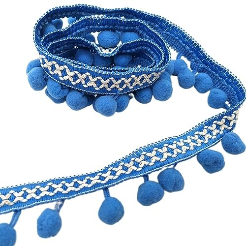 1 Stück 1 m langes Perlen-Ball-Fransenband for Heimwerkerarbeiten, Vorhänge, Lampenschirme, Kleidersäcke, Nähzubehör.(Blu) von GSUNLEO