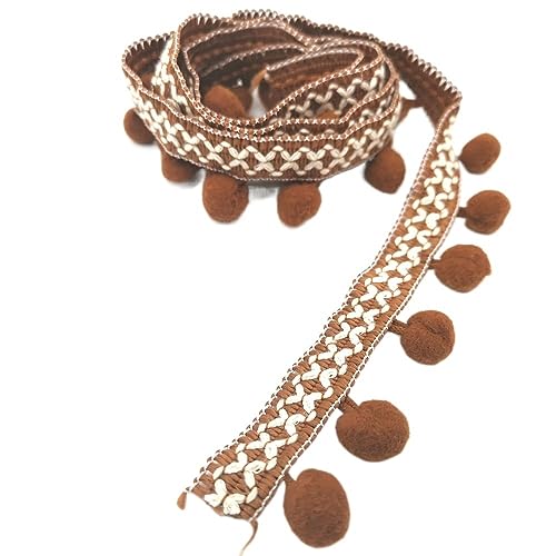 1 Stück 1 m langes Perlen-Ball-Fransenband for Heimwerkerarbeiten, Vorhänge, Lampenschirme, Kleidersäcke, Nähzubehör.(Bruin) von GSUNLEO