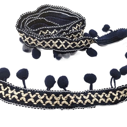 1 Stück 1 m langes Perlen-Ball-Fransenband for Heimwerkerarbeiten, Vorhänge, Lampenschirme, Kleidersäcke, Nähzubehör.(Dark Blue) von GSUNLEO