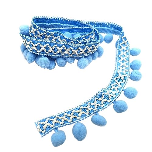 1 Stück 1 m langes Perlen-Ball-Fransenband for Heimwerkerarbeiten, Vorhänge, Lampenschirme, Kleidersäcke, Nähzubehör.(Light Blue) von GSUNLEO
