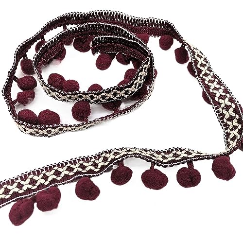 1 Stück 1 m langes Perlen-Ball-Fransenband for Heimwerkerarbeiten, Vorhänge, Lampenschirme, Kleidersäcke, Nähzubehör.(Purple Red) von GSUNLEO