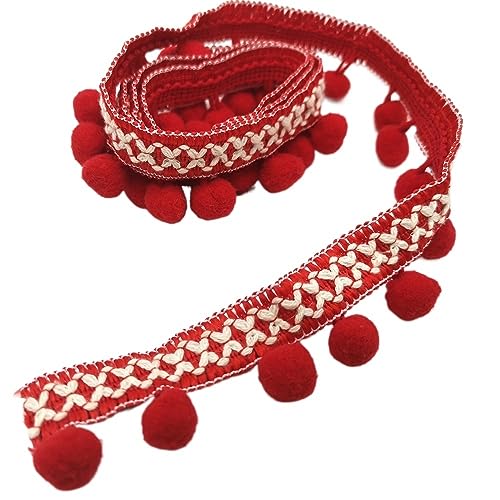 1 Stück 1 m langes Perlen-Ball-Fransenband for Heimwerkerarbeiten, Vorhänge, Lampenschirme, Kleidersäcke, Nähzubehör.(Red) von GSUNLEO