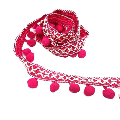 1 Stück 1 m langes Perlen-Ball-Fransenband for Heimwerkerarbeiten, Vorhänge, Lampenschirme, Kleidersäcke, Nähzubehör.(Rose Red) von GSUNLEO