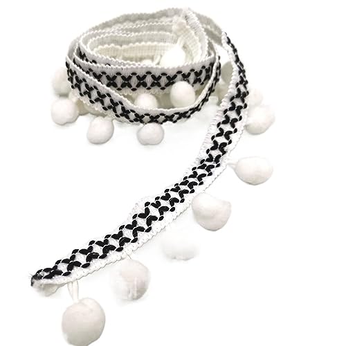 1 Stück 1 m langes Perlen-Ball-Fransenband for Heimwerkerarbeiten, Vorhänge, Lampenschirme, Kleidersäcke, Nähzubehör.(Wit) von GSUNLEO
