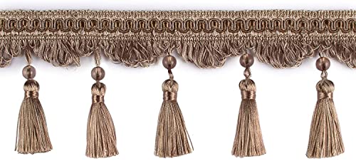 1 Stück 2–6 Meter Dekorative Vorhang-Fransenbesatz mit Perlendesign for Lampenschirme – Premium-Nähband aus Polyester(Curry,2 m) von GSUNLEO