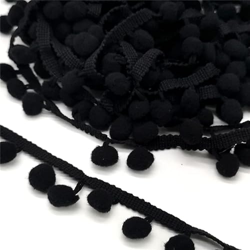 1 Stück 2 Yards Perlen-Pompom-Fransenband for Vorhänge, Tischdecken und Bastelarbeiten – Eleganter dekorativer Spitzenbesatz(Black) von GSUNLEO
