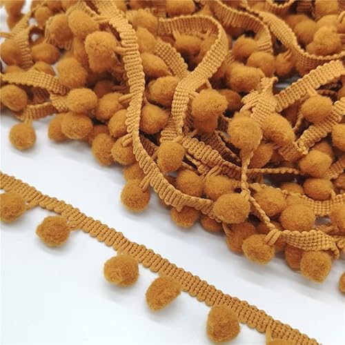 1 Stück 2 Yards Perlen-Pompom-Fransenband for Vorhänge, Tischdecken und Bastelarbeiten – Eleganter dekorativer Spitzenbesatz(Bruin) von GSUNLEO