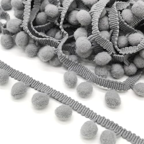1 Stück 2 Yards Perlen-Pompom-Fransenband for Vorhänge, Tischdecken und Bastelarbeiten – Eleganter dekorativer Spitzenbesatz(Grijs) von GSUNLEO