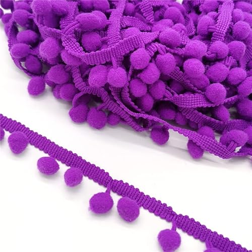 1 Stück 2 Yards Perlen-Pompom-Fransenband for Vorhänge, Tischdecken und Bastelarbeiten – Eleganter dekorativer Spitzenbesatz(Purple) von GSUNLEO