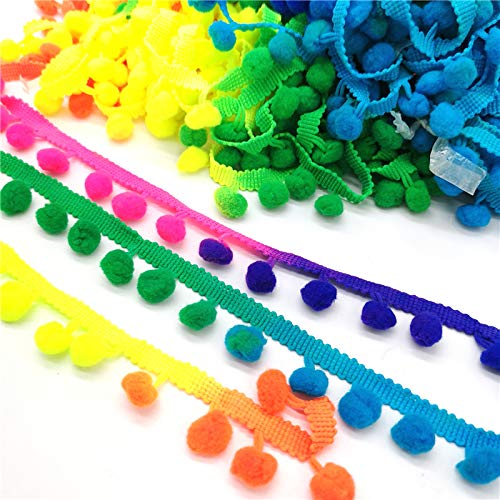 1 Stück 2 Yards Perlen-Pompom-Fransenband for Vorhänge, Tischdecken und Bastelarbeiten – Eleganter dekorativer Spitzenbesatz(Rainbow) von GSUNLEO