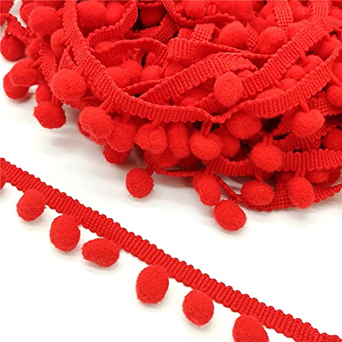 1 Stück 2 Yards Perlen-Pompom-Fransenband for Vorhänge, Tischdecken und Bastelarbeiten – Eleganter dekorativer Spitzenbesatz(Red) von GSUNLEO