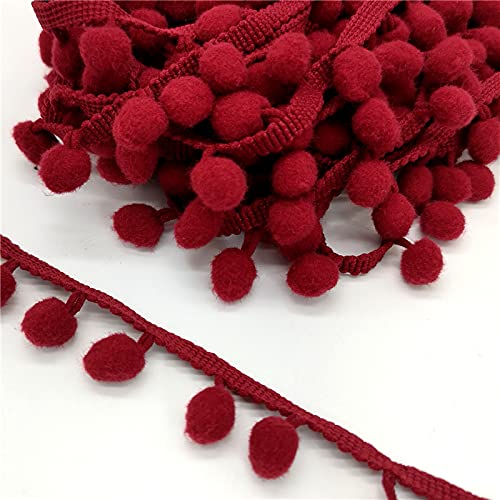 1 Stück 2 Yards Perlen-Pompom-Fransenband for Vorhänge, Tischdecken und Bastelarbeiten – Eleganter dekorativer Spitzenbesatz(Wine red) von GSUNLEO