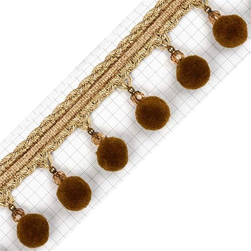 1 Stück 300 cm Zopf Quaste Ball Fransenband Spitze Stoff - Elegante DIY Handwerk for Vorhänge & Tischdecken(Bruin) von GSUNLEO