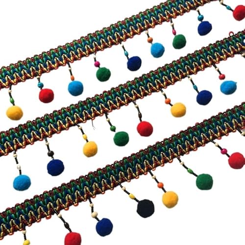 1 Stück 4,5 m geflochtene Fransenborte mit Perlen – elegantes DIY-Quastenband for Kleidungsstücke, Vorhänge und Heimdekoration. von GSUNLEO