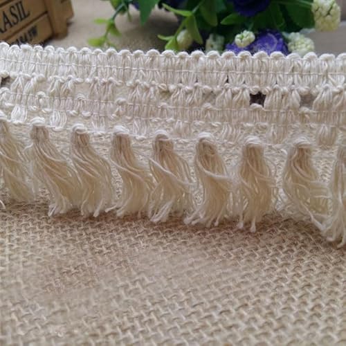 1 Stück 50 Meter Premium-Spitzenbesatz aus Baumwolle – elegante Quastenfransen for Nähen, for Tischdecken und Dekorationen(White) von GSUNLEO