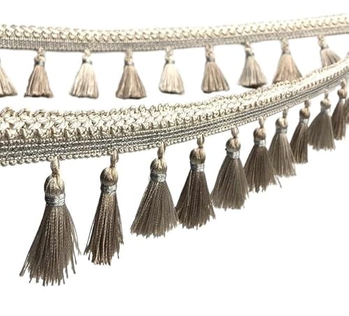 1 Stück Quastenfransenbesatz, Zopfband – dekoratives Nähzubehör for Vorhänge, Sofas und Lampenschirme(Beige,1 yard) von GSUNLEO