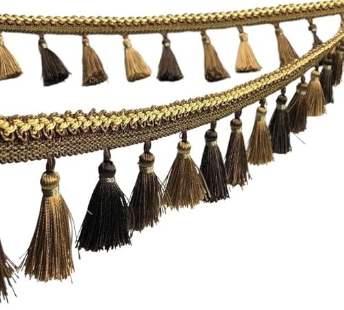 1 Stück Quastenfransenbesatz, Zopfband – dekoratives Nähzubehör for Vorhänge, Sofas und Lampenschirme(Bruin,12 yards) von GSUNLEO