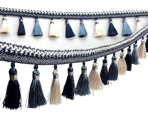 1 Stück Quastenfransenbesatz, Zopfband – dekoratives Nähzubehör for Vorhänge, Sofas und Lampenschirme(Deep Blue,12 yards) von GSUNLEO