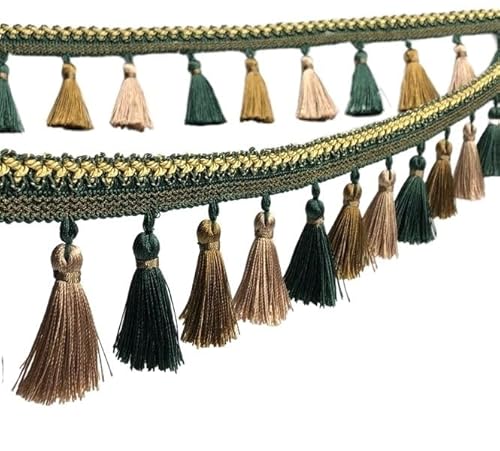 1 Stück Quastenfransenbesatz, Zopfband – dekoratives Nähzubehör for Vorhänge, Sofas und Lampenschirme(Grün,1 yard) von GSUNLEO