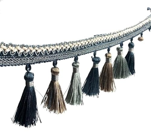 1 Stück Quastenfransenbesatz, Zopfband – dekoratives Nähzubehör for Vorhänge, Sofas und Lampenschirme(Light Blue,12 yards) von GSUNLEO