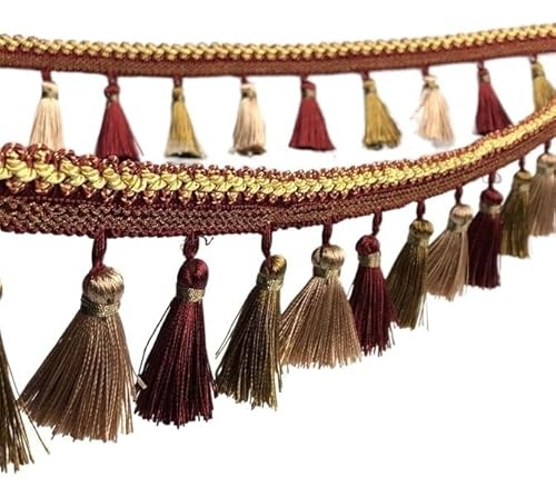 1 Stück Quastenfransenbesatz, Zopfband – dekoratives Nähzubehör for Vorhänge, Sofas und Lampenschirme(Red Brown,12 yards) von GSUNLEO