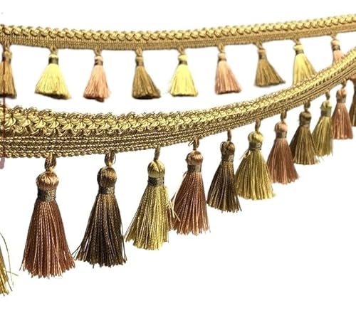 1 Stück Quastenfransenbesatz, Zopfband – dekoratives Nähzubehör for Vorhänge, Sofas und Lampenschirme(Yeiiow,12 yards) von GSUNLEO