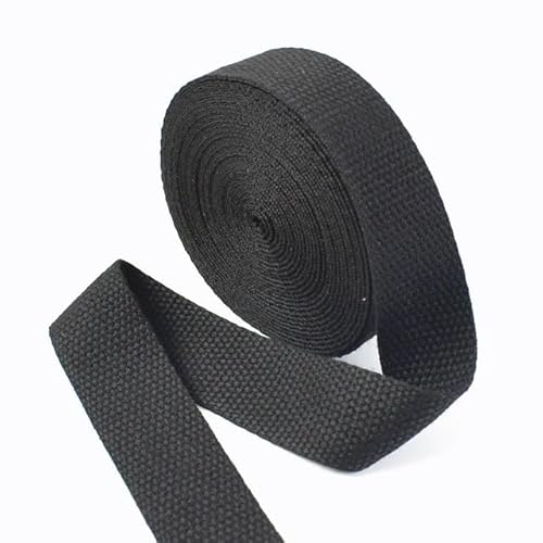 Flaches elastisches Band 5 Meter 20/25/32/38 mm 1,3 mm Dickes Baumwoll-Gurtband, Taschengurt, Bekleidungsbänder, Gürtel, DIY, Kleidung, Nähband, Schrägband (Color : Black, Size : 20mm) von GSXLZ